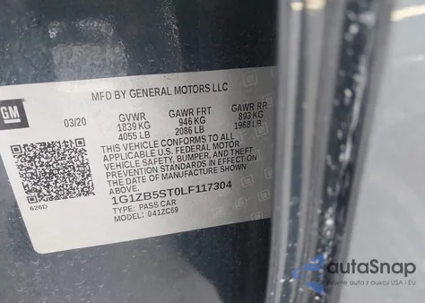 2020 Chevrolet Malibu Fwd Ls из США, поврежденный, VIN 1G1ZB5ST0LF117304